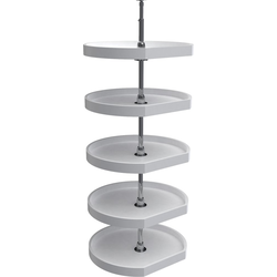 6265 Five Shelf 22" Diameter "D" Shape Lazy Susan Set, 56" to 62" Height, White Polymer