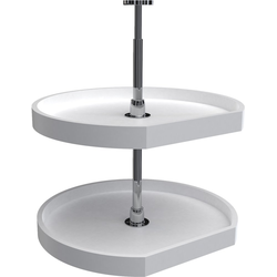 28% OFF 6272 Two Shelf 22" Diameter "D" Shape Lazy Susan Set, 26" to 32" Height, White Polymer