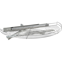 Blind Cabinet Single Right Corner Half-Moon Organizer for 18-1/2" Minimum Opening Width x 5-1/8" Height, Polished Chrome Wire