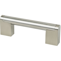 Berenson Studio 3-3/4" (96mm) Center to Center Stainless Steel Cabinet Pull, 4-9/32" Length x 9/16" Width x 1-7/16" Projection