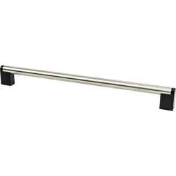 Berenson Studio Remix 12" Center to Center Brushed Nickel and Matte Black Appliance Pull, 12-1/2" Length x 9/16" Width x 1-7/16" Projection