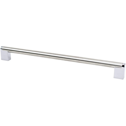 Berenson Studio Remix 12" Center to Center Brushed Nickel and Polished Chrome Appliance Pull, 12-1/2" Length x 9/16" Width x 1-7/16" Projection