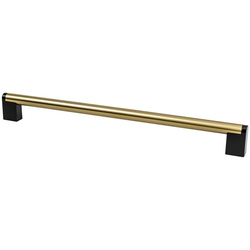 Berenson Studio Remix 12" Center to Center Modern Brushed Gold and Matte Black Appliance Pull, 12-1/2" Length x 9/16" Width x 1-7/16" Projection
