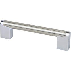 Berenson Studio Remix 5-1/16" (128mm) Center to Center Brushed Nickel and Polished Chrome Pull, 5-5/8" Length x 9/16" Width x 1-7/16" Projection