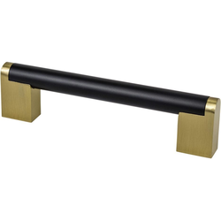 Berenson Studio Remix 5-1/16" (128mm) Center to Center Matte Black and Modern Brushed Gold Pull, 5-5/8" Length x 9/16" Width x 1-7/16" Projection