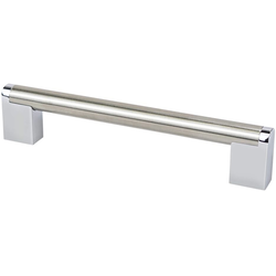 Berenson Studio Remix 6-5/16" (160mm) Center to Center Brushed Nickel and Polished Chrome Pull, 6-7/8" Length x 9/16" Width x 1-7/16" Projection