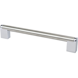 Berenson Studio Remix 7-9/16" (192mm) Center to Center Brushed Nickel and Polished Chrome Pull, 8-1/8" Length x 9/16" Width x 1-7/16" Projection