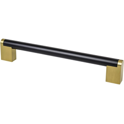 Berenson Studio Remix 7-9/16" (192mm) Center to Center Matte Black and Modern Brushed Gold Pull, 8-1/8" Length x 9/16" Width x 1-7/16" Projection