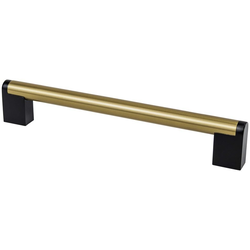 Berenson Studio Remix 7-9/16" (192mm) Center to Center Modern Brushed Gold and Matte Black Pull, 8-1/8" Length x 9/16" Width x 1-7/16" Projection