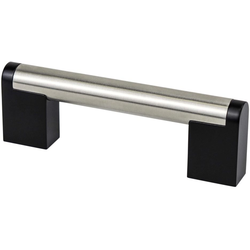 Berenson Studio Remix 3-3/4" (96mm) Center to Center Brushed Nickel and Matte Black Cabinet Pull, 4-9/32" Length x 9/16" Width x 1-7/16" Projection