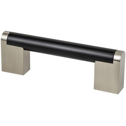 Berenson Studio Remix 3-3/4" (96mm) Center to Center Matte Black and Brushed Nickel Cabinet Pull, 4-9/32" Length x 9/16" Width x 1-7/16" Projection