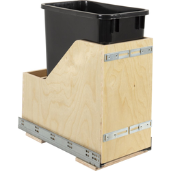 Hardware Resources Single 35 Quart Reduced-Depth Vanity Trash Bin for Door Mounting, Minimum Openings 9-5/8" Width x 18-7/16" Depth x 20" Height, Black Bin