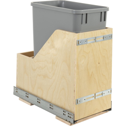 Hardware Resources Single 35 Quart Reduced-Depth Vanity Trash Bin for Door Mounting, Minimum Openings 9-5/8" Width x 18-7/16" Depth x 20" Height, Gray Bin