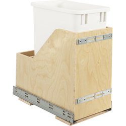 Hardware Resources Single 35 Quart Reduced-Depth Vanity Trash Bin for Door Mounting, Minimum Openings 9-5/8" Width x 18-7/16" Depth x 20" Height, White Bin
