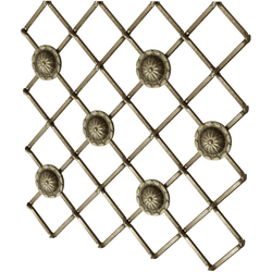 30% OFF Brown Wood 3/4" Multi-Crimp Single Diamond w/5/8" Rosettes Decorative Grille, 18" W x 48" L Sheet, Antique Brass