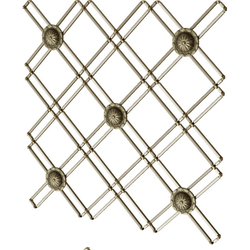 30% OFF Brown Wood 1" Flat Double Diamond w/5/8" Rosettes Decorative Grille, 18" W x 48" L Sheet, Antique Brass