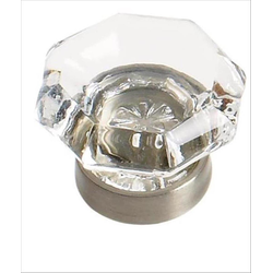 Traditional Classics 1 Inch Diameter Clear Glass/Satin Nickel Cabinet Knob