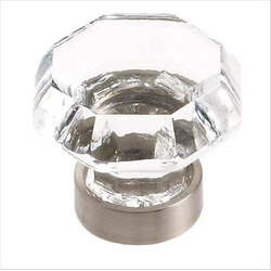 1-1/4 Inch Diameter Traditional Classics Cabinet Knob, Clear Glass/Satin Nickel