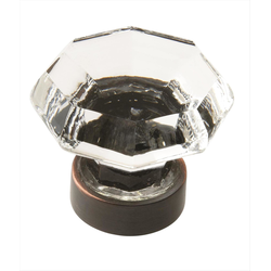 1-5/16 Inch Diameter Traditional Classics Cabinet Knob, Crystal/Oil Rubbed Bronze 