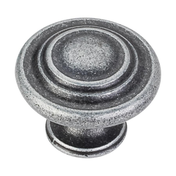 Arcadia 1-1/4 Inch Diameter Distressed Antique Silver Cabinet Knob