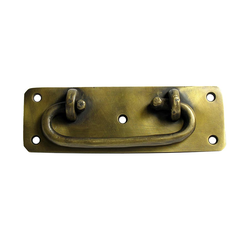 Bail Pulls 4 Inch Center to Center Unlacquered Antique Brass Cabinet Bail Pull