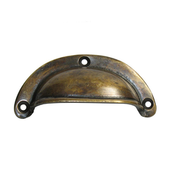 Bin Pulls 2-3/8 Inch Center to Center Unlacquered Antique Brass Cabinet Cup Pull