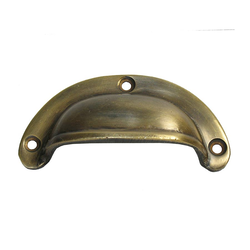 Bin Pulls 3-1/4 Inch Center to Center Unlacquered Antique Brass Cabinet Cup Pull