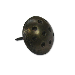 Medium-Large Dimpled Round Clavo 7/8 inch Diameter, Antique Brass