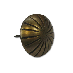 Ribbed Round Clavo 1-1/8 inch Diameter, Antique Brass