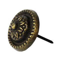 10% OFF Carved Floral Clavo with Border 1-1/8 inch Diameter, Antique Brass