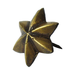 6-Point Star Clavo 1-3/16 inch Diameter, Antique Brass