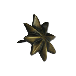Large 8-Point Star Clavo 1-7/8 inch Diameter, Antique Brass