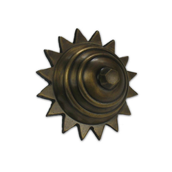 Large Carved Star Clavo 2 inch Diameter, Antique Brass