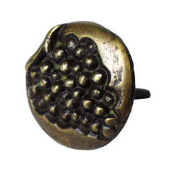 Round Clavo with Grape Motif 1-3/16 inch Diameter, Antique Brass
