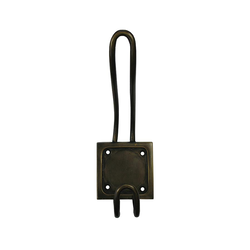 Square-Back Double Hook 6-1/2 inch L x 2-1/4 inch W, Antique Brass