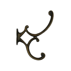 Art Nouveau Hook 5 inch L x 1-1/8 inch W, Antique Brass