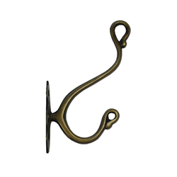 Swan Hook with Carved Back 6 inch L x 1-1/2 inch W, Antique Brass