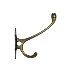 Double Hook 3-3/4 inch L x 1-1/4 inch W, Antique Brass