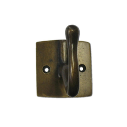 Square Back Single Hook 1-3/4 inch L x 1-3/4 inch W, Antique Brass