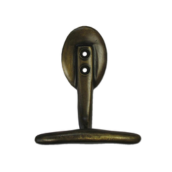 Two-Sided Single Hook 3 inch L x 2-1/2 inch W, Antique Brass
