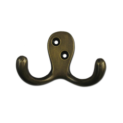 Double Lateral Hook 1-3/4 inch L x 2-3/4 inch W, Antique Brass