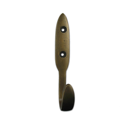 Tall Single Hook 4 inch L x 1/2 inch W, Antique Brass