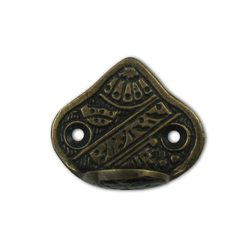 Carved Triangle Hook 1-1/2 inch L x 1-3/4 inch W, Antique Brass