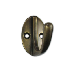 Oval Back Rounded Hook 1-3/4 inch L x 1 inch W, Antique Brass