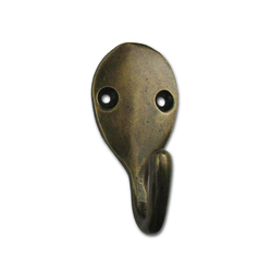 Medium Teardrop Hook 2-1/2 inch L x 1-1/8 inch W, Antique Brass