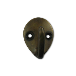 Small Teardrop Hook 1-1/2 inch L x 1-1/8 inch W, Antique Brass