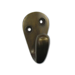 Medium Triangle Back Hook 1-3/4 inch L x 1 inch W, Antique Brass