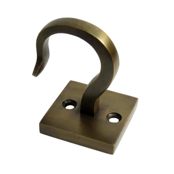 Heavy Front Mounted Hook 2-1/2 inch L x 2 inch W, Antique Brass