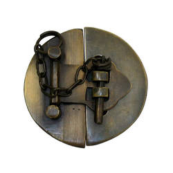 Plain Round Latch with Chain 2-1/2 inch Diameter, Antique Brass