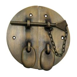 Latch with Chain and Oval Grips 4-1/2 inch Diameter, Antique Brass